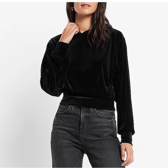 🆕 Express Velvet Banded Bottom Hoodie XL - Picture 5 of 7